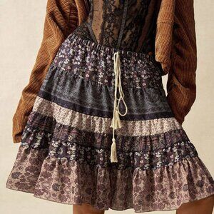 Multicolor Casual Women's Floral Ruffled Skirt